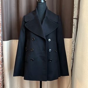 Burberry Double breasted wool pea coat in black